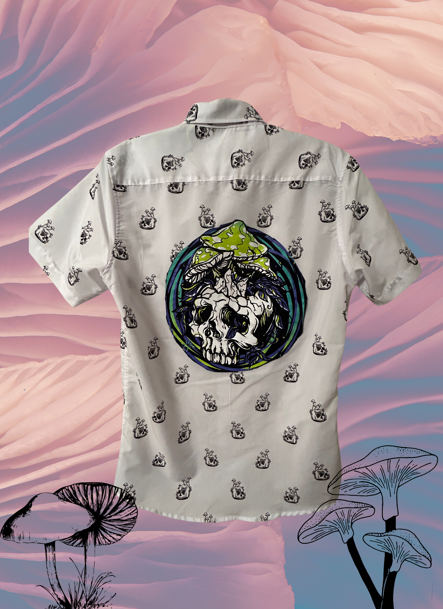 Back of Mushroom Skull Shirt